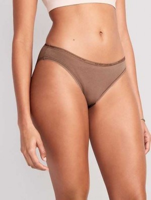 Old Navy High-Waisted Logo Graphic Bikini Underwear Cocoa Fawn | ZJV493608