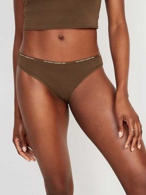 Old Navy High-Waisted Logo Graphic Bikini Underwear Dark Walnut | NER290865