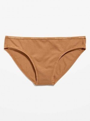 Old Navy High-Waisted Logo Graphic Bikini Underwear Beige | HIL537290