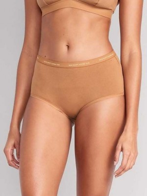 Old Navy High-Waisted Logo Graphic Bikini Underwear Beige | ECQ748021