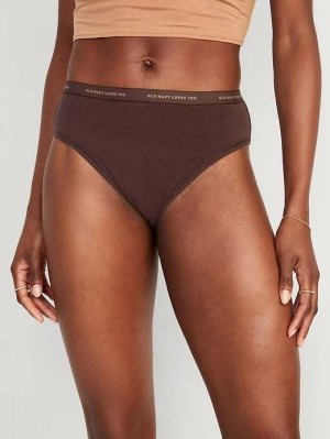 Old Navy High-Waisted Logo Graphic Classic Bikini Underwear French Roast | VEO718604