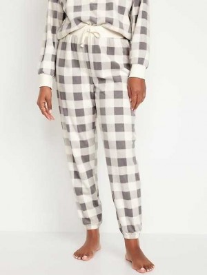 Old Navy High-Waisted Micro Fleece Pajama Jogger Pants White / Grey | EQM789103