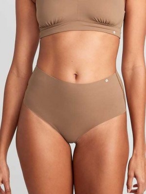 Old Navy High-Waisted No-Show Bikini Underwear Cocoa Fawn | DWJ301965