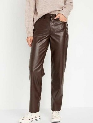 Old Navy High-Waisted OG Loose Faux-Leather Pants Brown | PSI194852