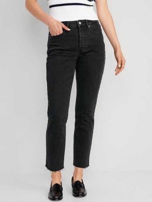 Old Navy High-Waisted OG Straight Black Cutoff Jeans Black | UBD845297