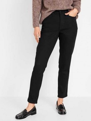 Old Navy High-Waisted OG Straight Built-In Warm Ankle Jeans Black | DHB460389