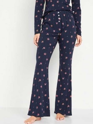 Old Navy High-Waisted Pointelle-Knit Flare Pajama Pants Navy | QGN416825