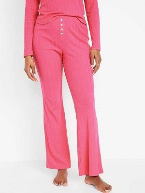 Old Navy High-Waisted Pointelle-Knit Flare Pajama Pants Pink | IVS879541