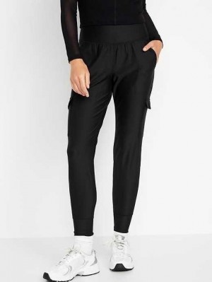 Old Navy High-Waisted PowerSoft Cargo Joggers Black | UMK194728