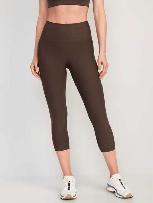 Old Navy High-Waisted PowerSoft Crop Leggings French Roast | KUM903625