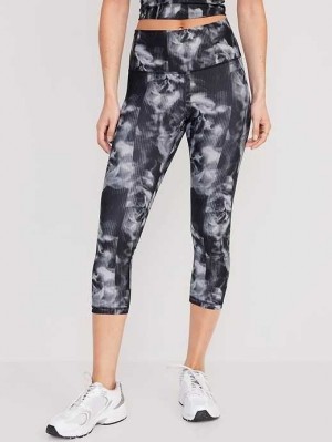 Old Navy High-Waisted PowerSoft Crop Leggings Black Grey | GJZ197820