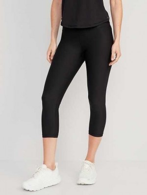 Old Navy High-Waisted PowerSoft Crop Leggings Black | EDM183904