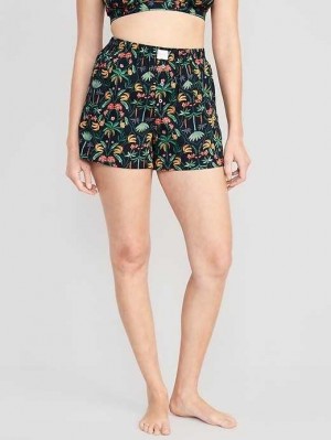 Old Navy High-Waisted Printed Poplin Pajama Shorts Banana Print | VFW456130