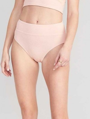 Old Navy High-Waisted Pucker Classic Bikini Swim Bottoms Pink | MTE815742