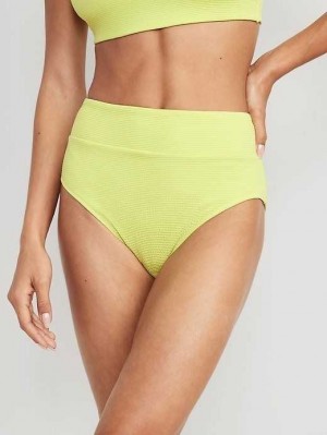 Old Navy High-Waisted Pucker Classic Bikini Swim Bottoms Pousse Verte | CUM310562