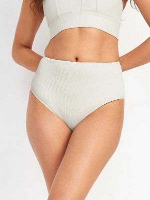 Old Navy High-Waisted Ribbed Bikini Swim Bottoms Creme De La Creme | JWB217593