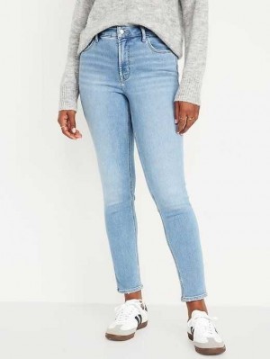 Old Navy High-Waisted Rockstar Super-Skinny Built-In Warm Jeans Light Wash | OMG043875