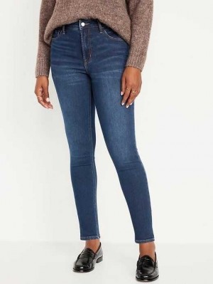 Old Navy High-Waisted Rockstar Super-Skinny Built-In Warm Jeans Dark Wash | IYC629351