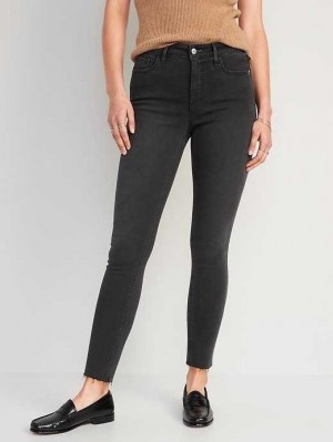 Old Navy High-Waisted Rockstar Super-Skinny Black Cut-Off Ankle Jeans Black | DPR851470