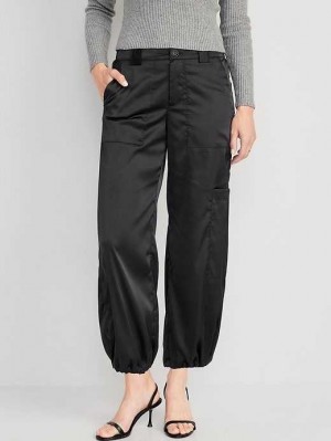 Old Navy High-Waisted Satin Cargo Jogger Pants Blackjack | XAP864279