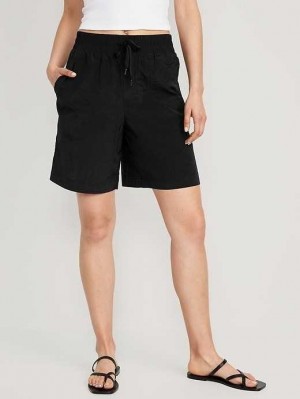 Old Navy High-Waisted Shiny Nylon Bermuda Shorts Black | ERD485012