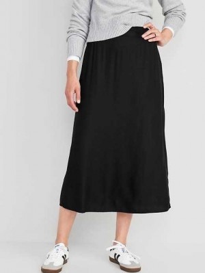 Old Navy High-Waisted Smocked Crepe Maxi Skirt Blackjack | HZR863042