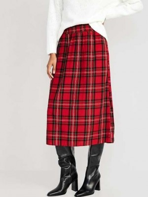 Old Navy High-Waisted Smocked Midi Skirt Red | WOQ049761