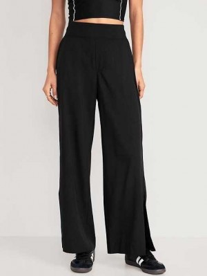 Old Navy High-Waisted StretchTech Split-Hem Wide-Leg Pants Black | XRJ584109