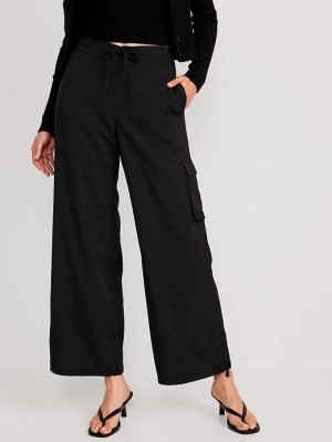 Old Navy High-Waisted StretchTech Wide-Leg Cargo Pants Black | WVB256980