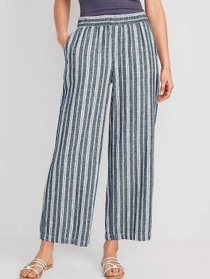 Old Navy High-Waisted Striped Linen-Blend Wide-Leg Pants Blue Stripes | QML920861