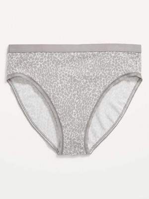 Old Navy High-Waisted Supima Cotton-Blend Bikini Underwear Grey Leopard | YCP539164