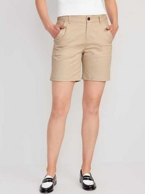 Old Navy High-Waisted Uniform Bermuda Shorts Rolled Oats | ZBC576238