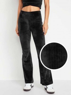 Old Navy High-Waisted Velvet Performance Flare Pants Black | HTL349160