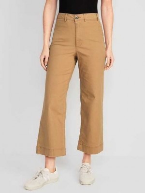 Old Navy High-Waisted Wide-Leg Cropped Chino Pants Acacia | UCG519203