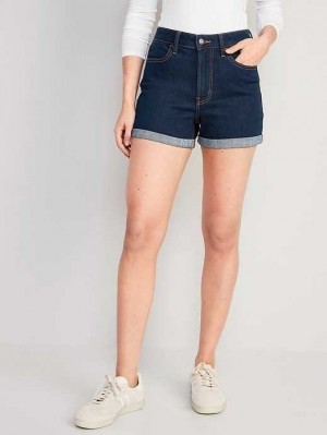 Old Navy High-Waisted Wow Jean Shorts Dark Wash | NBD047593