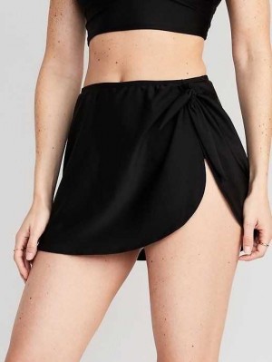 Old Navy High-Waisted Wrap-Front Sarong Swim Skirt Black | RUE738019