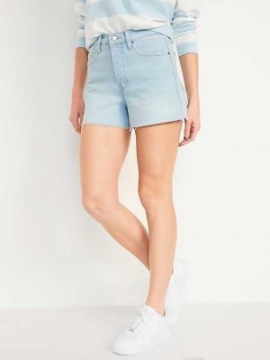 Old Navy Higher High-Waisted Button-Fly Sky-Hi A-Line Cut-Off Jean Shorts Light Wash | HSE745893