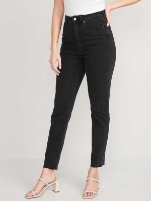 Old Navy Higher High-Waisted OG Straight Cut-Off Black Ankle Jeans Moon Shade | LPX218097