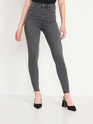 Old Navy Higher High-Waisted Rockstar 360 Stretch Gray-Wash Super Skinny Jeans Starla | EAM792381