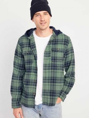 Old Navy Hooded Flannel Shacket Dried Herb | CAI527610