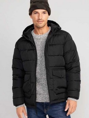 Old Navy Hooded Quilted Puffer Jacket Black | PND875321