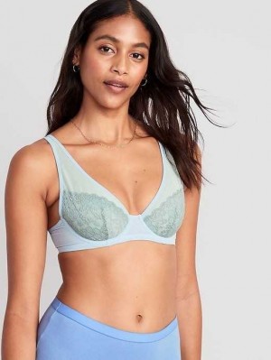 Old Navy Lace-Paneled Mesh Underwire Plunge Bra Rainy Season | VMU601482