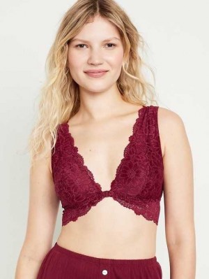 Old Navy Lace Front-Close Bralette Top Red Burgundy | PDA014678