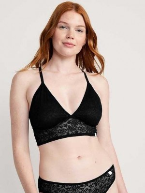 Old Navy Lace Longline Racerback Bralette Black | FTN496210