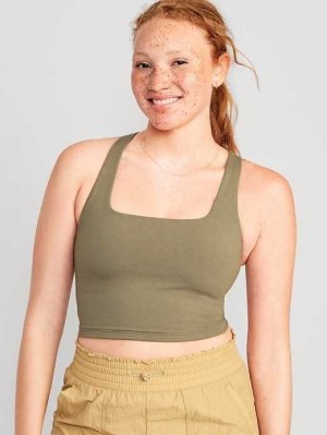 Old Navy Light Support PowerChill Cross-Back Longline Sports Bra Fir Tree | SKQ914725