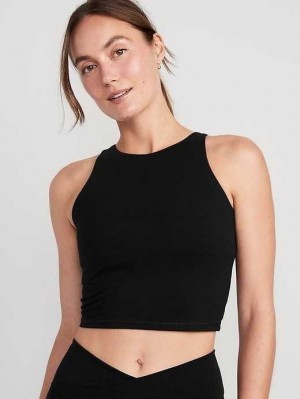 Old Navy Light Support PowerChill Longline Sports Bra Black | YDH735210