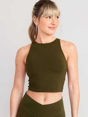 Old Navy Light Support PowerChill Longline Sports Bra Conifer | DXC704819