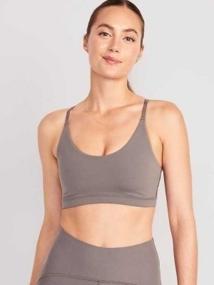 Old Navy Light Support PowerLite LYCRA ADAPTIV Sports Bra Grey | TVQ189035