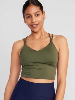 Old Navy Light Support PowerPress Strappy Longline Sports Bra Alpine Tundra | ZMR281395