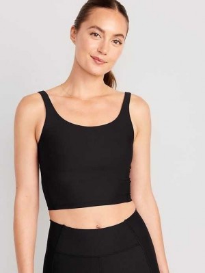 Old Navy Light Support PowerSoft Longline Sports Bra Black | ZKW549730